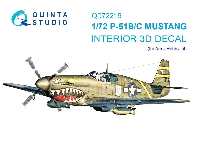 P-51 B/C Mustang - 3d-printed & Coloured Interior On Decal Paper (For Arma Hobby Kits) - image 1