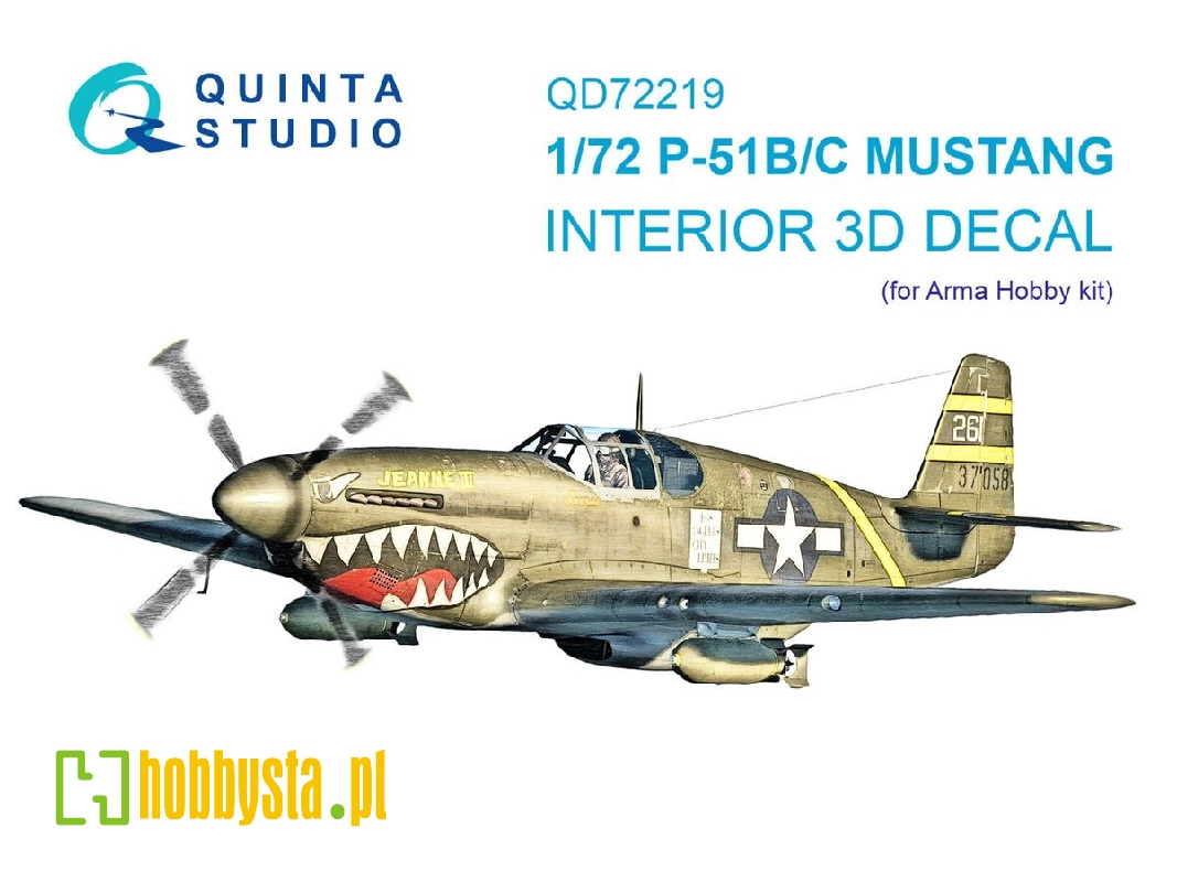 P-51 B/C Mustang - 3d-printed & Coloured Interior On Decal Paper (For Arma Hobby Kits) - image 1 P-51 B/C Mustang - 3d-printed & Coloured Interior On Decal Paper (For Arma Hobby Kits) - image 1
