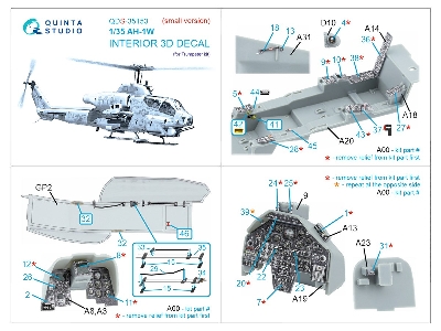 Ah-1 W - 3d-printed & Coloured Interior On Decal Paper (For Trumpeter Kits / Small Version) - image 3
