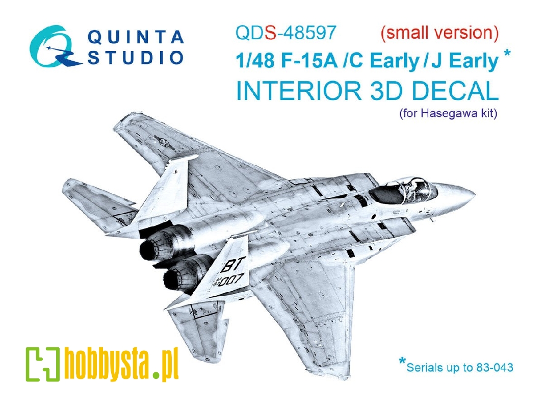 F-15 A / C Early / J Early - 3d-printed & Coloured Interior On Decal Paper (For Hasegawa Kits / Small Version) - image 1 F-15 A / C Early / J Early - 3d-printed & Coloured Interior On Decal Paper (For Hasegawa Kits / Small Version) - image 1