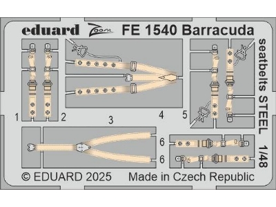 Barracuda seatbelts STEEL 1/48 - TRUMPETER - image 1