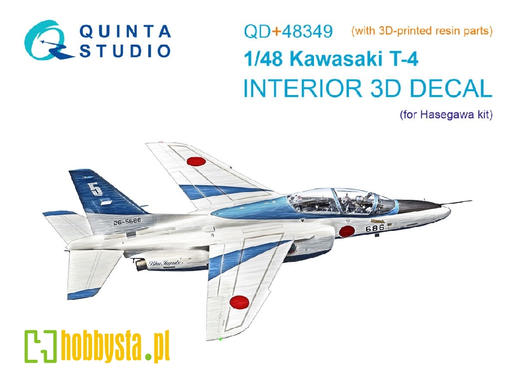 Kawasaki T-4 3d-printed & Coloured Interior On Decal Paper (Hasegawa) (With 3d-printed Resin Parts) - image 1 Kawasaki T-4 3d-printed & Coloured Interior On Decal Paper (Hasegawa) (With 3d-printed Resin Parts) - image 1