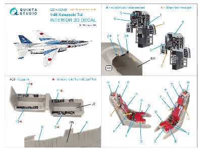 Kawasaki T-4 3d-printed & Coloured Interior On Decal Paper (Hasegawa) (With 3d-printed Resin Parts) - image 5
