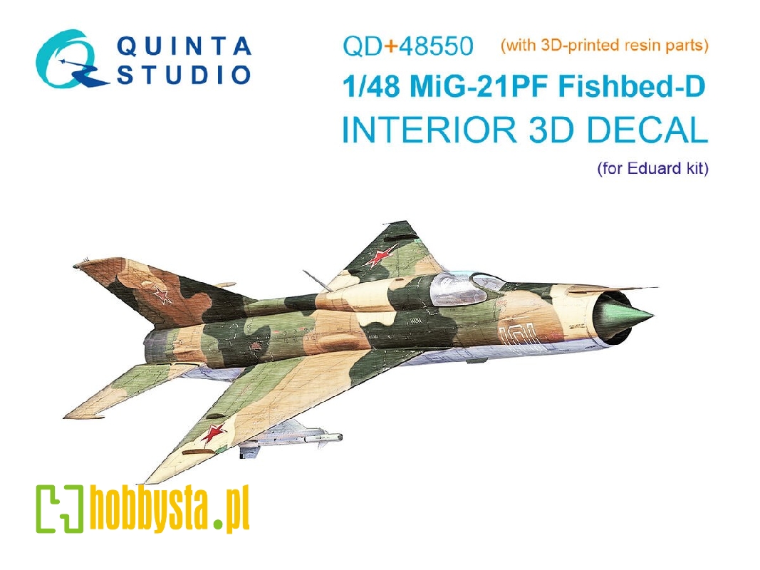 Mig-21pf 3d-printed & Coloured Interior On Decal Paper (Eduard) (With 3d-printed Resin Parts) - image 1 Mig-21pf 3d-printed & Coloured Interior On Decal Paper (Eduard) (With 3d-printed Resin Parts) - image 1