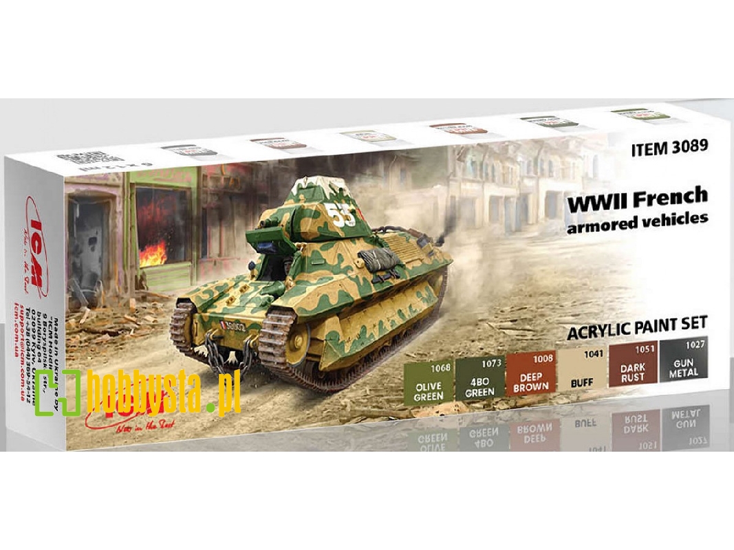 Acrylic paint set for WWII French armored vehicles - image 1 Acrylic paint set for WWII French armored vehicles - image 1