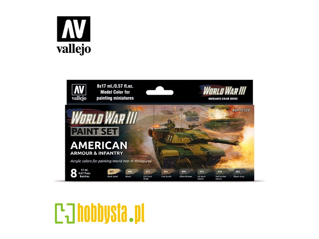 70220 World War Iii Wargames Color Series - American Armour & Infantry Model Color Paint Set - image 1
