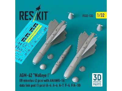 Agm-62 "walleye I" Er Missiles (2 Pcs) With An/Awg-16 Data Link Pod (1 Piece) - 3d Printed - image 1