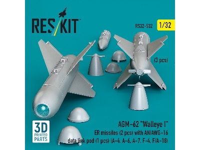 Agm-62 "walleye I" Er Missiles (2 Pcs) With An/Awg-16 Data Link Pod (1 Piece) - 3d Printed - image 2