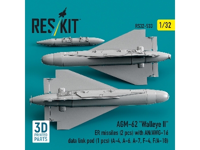 Agm-62 "walleye Ii" Er Missiles (2 Pcs) With An/Awg-16 Data Link Pod (1 Piece) - 3d Printed - image 2