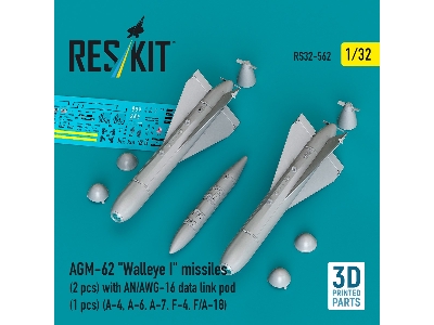 Agm-62 "walleye I" Missiles (2 Pcs) With An/Awg-16 Data Link Pod (1 Piece) - 3d Printed - image 1