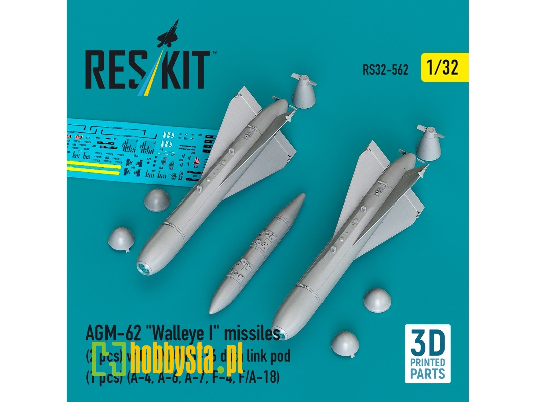Agm-62 "walleye I" Missiles (2 Pcs) With An/Awg-16 Data Link Pod (1 Piece) - 3d Printed - image 1