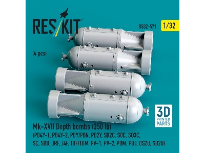 Mk.Xvii Depth Bombs 350 Lb (4 Pcs / 3d Printed) - image 2