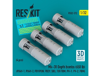 Mk.38 Depth Bombs 650 Lb (4 Pcs / 3d Printed) - image 1