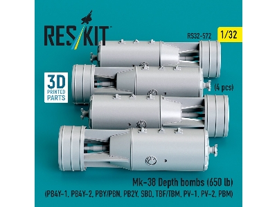Mk.38 Depth Bombs 650 Lb (4 Pcs / 3d Printed) - image 2
