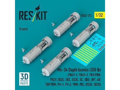 Mk.54 Depth Bombs 350 Lb (4 Pcs / 3d Printed) - image 1