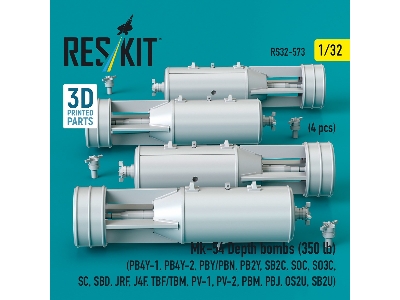 Mk.54 Depth Bombs 350 Lb (4 Pcs / 3d Printed) - image 2
