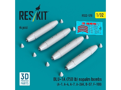 Blu-1a (750 Lb) Napalm Bombs (4 Pcs / 3d Printed) - image 1