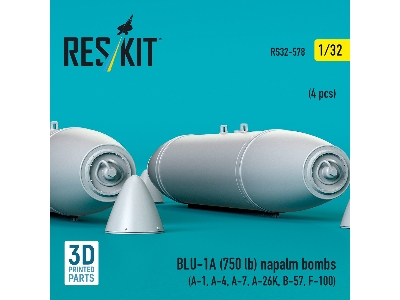 Blu-1a (750 Lb) Napalm Bombs (4 Pcs / 3d Printed) - image 3