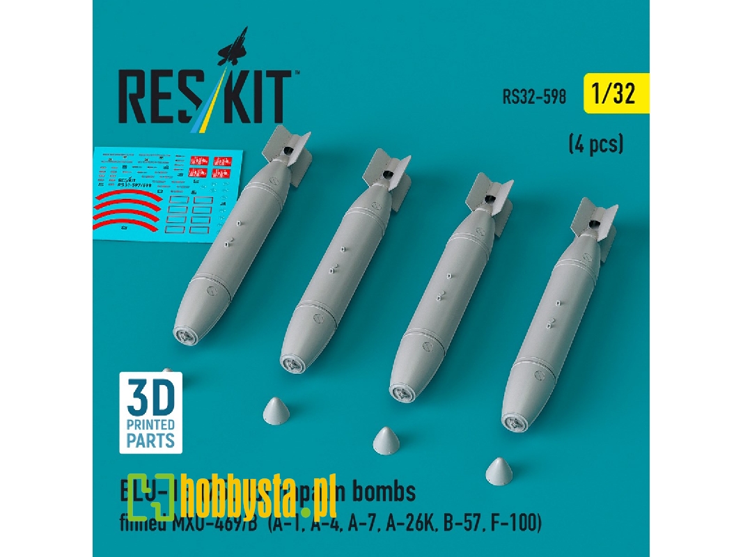 Blu-1b (750 Lb) Napalm Bombs Finned Mxu-469/B (4 Pcs / 3d Printed) - image 1