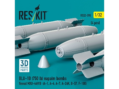 Blu-1b (750 Lb) Napalm Bombs Finned Mxu-469/B (4 Pcs / 3d Printed) - image 3