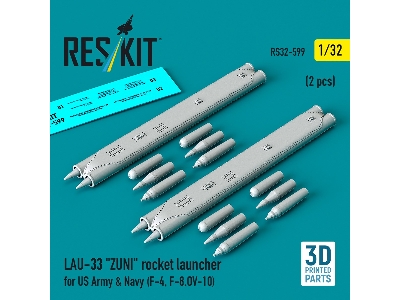Lau-33 Zuni Rocket Launcher For Us Army & Navy (2 Pcs / 3d Printed) - image 1