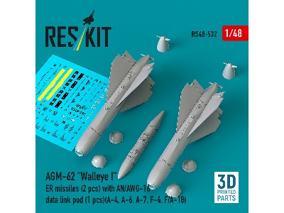 Agm-62 "walleye I" Er Missiles (2 Pcs) With An/Awg-16 Data Link Pod (1 Piece) - 3d Printed - image 1