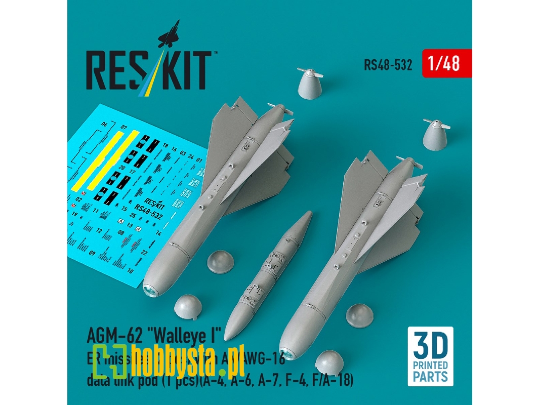 Agm-62 "walleye I" Er Missiles (2 Pcs) With An/Awg-16 Data Link Pod (1 Piece) - 3d Printed - image 1