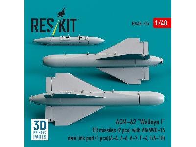 Agm-62 "walleye I" Er Missiles (2 Pcs) With An/Awg-16 Data Link Pod (1 Piece) - 3d Printed - image 2
