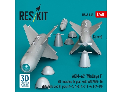 Agm-62 "walleye I" Er Missiles (2 Pcs) With An/Awg-16 Data Link Pod (1 Piece) - 3d Printed - image 3