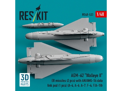 Agm-62 "walleye Ii" Er Missiles (2 Pcs) With An/Awg-16 Data Link Pod (1 Piece) - 3d Printed - image 2