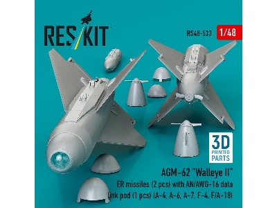 Agm-62 "walleye Ii" Er Missiles (2 Pcs) With An/Awg-16 Data Link Pod (1 Piece) - 3d Printed - image 3