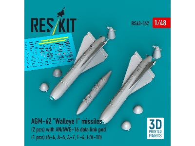Agm-62 "walleye I" Missiles (2 Pcs) With An/Awg-16 Data Link Pod (1 Piece) - 3d Printed - image 1
