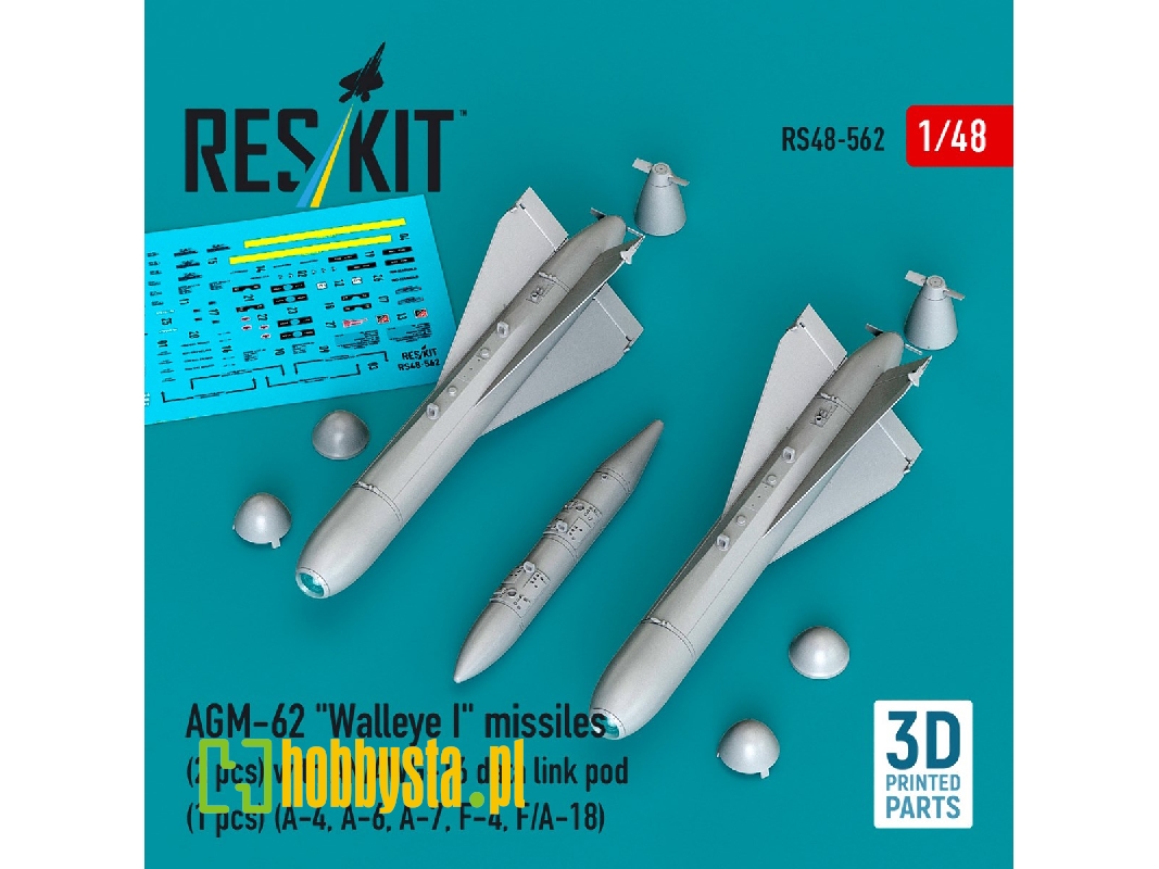 Agm-62 "walleye I" Missiles (2 Pcs) With An/Awg-16 Data Link Pod (1 Piece) - 3d Printed - image 1