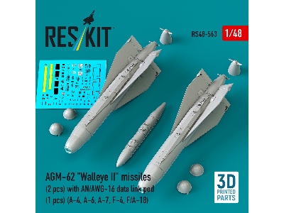 Agm-62 "walleye Ii" Missiles (2 Pcs) With An/Awg-16 Data Link Pod (1 Piece) - 3d Printed - image 1