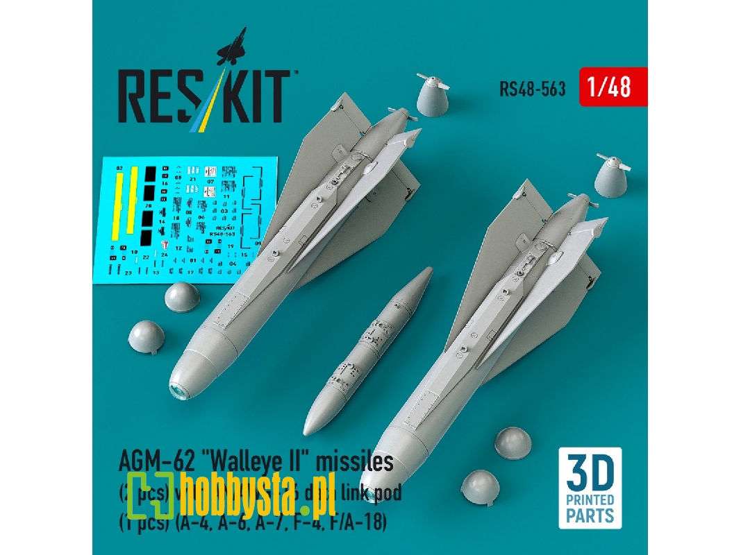 Agm-62 "walleye Ii" Missiles (2 Pcs) With An/Awg-16 Data Link Pod (1 Piece) - 3d Printed - image 1