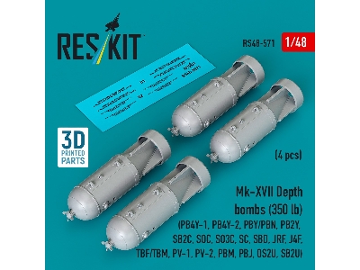 Mk.Xvii Depth Bombs 350 Lb (4 Pcs / 3d Printed) - image 1