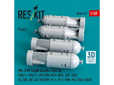 Mk.Xvii Depth Bombs 350 Lb (4 Pcs / 3d Printed) - image 2