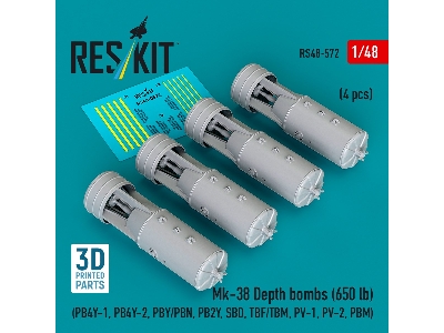 Mk.38 Depth Bombs 650 Lb (4 Pcs / 3d Printed) - image 1