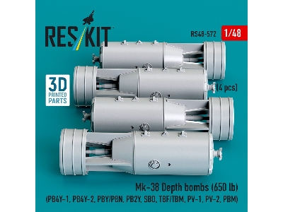 Mk.38 Depth Bombs 650 Lb (4 Pcs / 3d Printed) - image 2