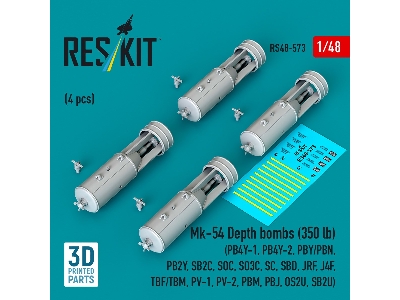 Mk.54 Depth Bombs 350 Lb (4 Pcs / 3d Printed) - image 1
