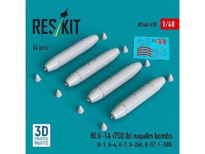 Blu-1a (750 Lb) Napalm Bombs (4 Pcs / 3d Printed) - image 1