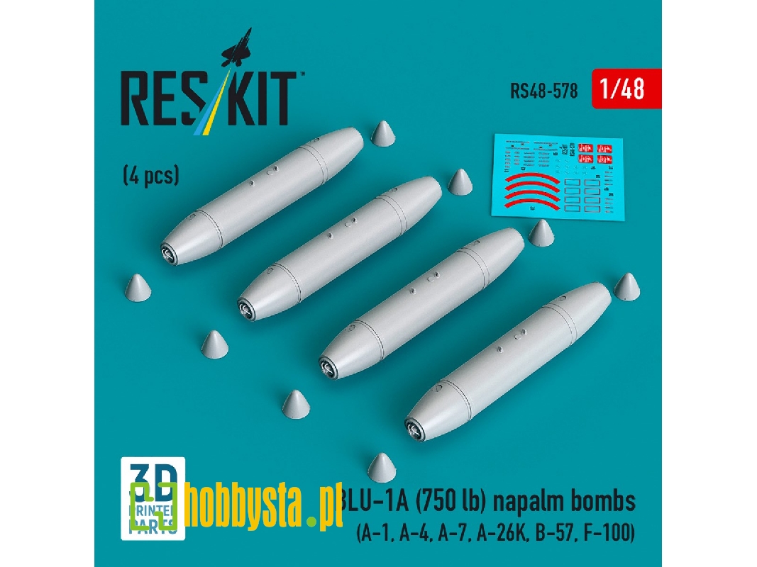 Blu-1a (750 Lb) Napalm Bombs (4 Pcs / 3d Printed) - image 1