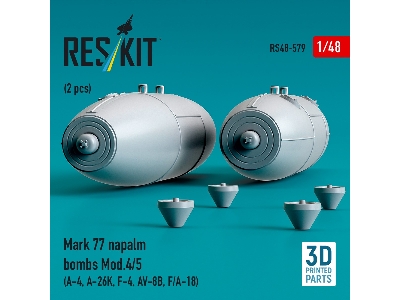 Mark 77 Napalm Bombs Mod.4/5 (2 Pcs / 3d Printed) - image 3