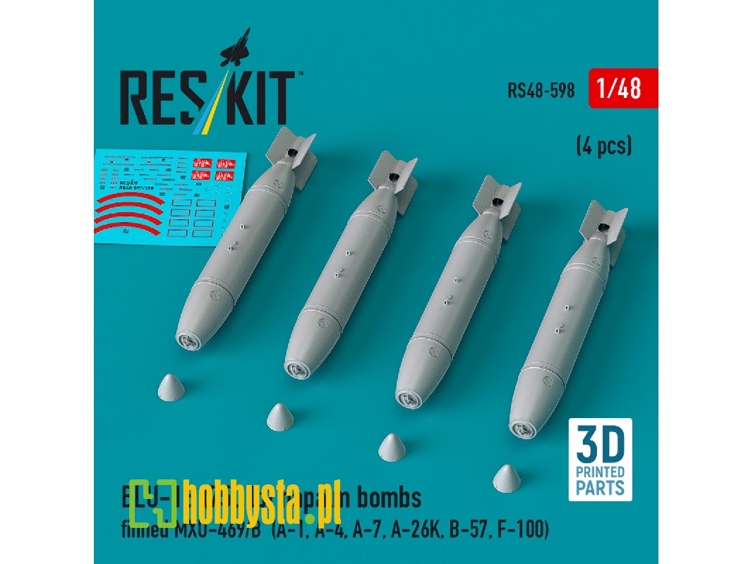 Blu-1b (750 Lb) Napalm Bombs Finned Mxu-469/B (4 Pcs / 3d Printed) - image 1