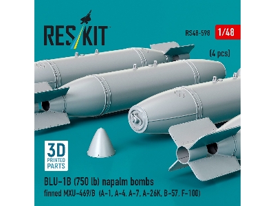 Blu-1b (750 Lb) Napalm Bombs Finned Mxu-469/B (4 Pcs / 3d Printed) - image 3