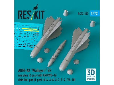 Agm-62 "walleye I" Er Missiles (2 Pcs) With An/Awg-16 Data Link Pod (1 Piece) - 3d Printed - image 1