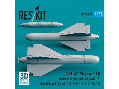 Agm-62 "walleye I" Er Missiles (2 Pcs) With An/Awg-16 Data Link Pod (1 Piece) - 3d Printed - image 2