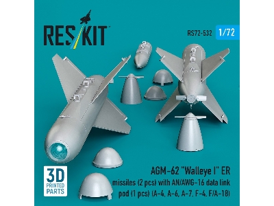 Agm-62 "walleye I" Er Missiles (2 Pcs) With An/Awg-16 Data Link Pod (1 Piece) - 3d Printed - image 3