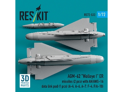 Agm-62 "walleye Ii" Er Missiles (2 Pcs) With An/Awg-16 Data Link Pod (1 Piece) - 3d Printed - image 2