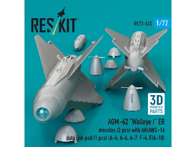 Agm-62 "walleye Ii" Er Missiles (2 Pcs) With An/Awg-16 Data Link Pod (1 Piece) - 3d Printed - image 3
